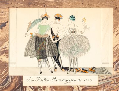 Piękne Sauvageffes z 1920 roku, z Le Bonheur du Jour lub Les Graces à la Mode, 1924. autorstwa George Barbier