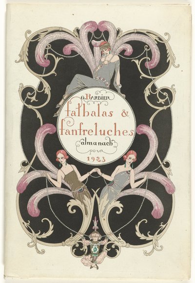 Magazyn Mody jako Kusicielka Falbalas i Fanfreluches, almanach trybów teraźniejszości, przeszłości i przyszłości na rok 1923, 2. rok autorstwa George Barbier