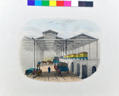 Widok składu towarowego, ok. 1830 r. (litografia na papierze) autorstwa George Barnard