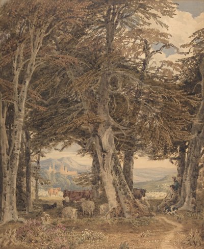 Bydło i owce odpoczywające na skraju lasu, ca. 1840. autorstwa George Barret the Younger
