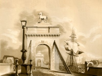 Most Norfolk, New Shoreham, 1835. autorstwa George Baxter