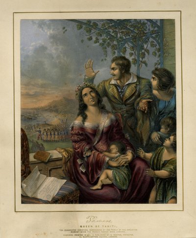 Pomare, królowa Tahiti, prześladowana chrześcijanka, autor: George Baxter, 1845, British Museum autorstwa George Baxter