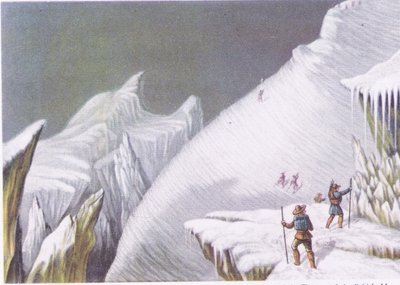Etapy wejścia na Mont Blanc, z książki „British Adventure” wydanej przez Collins, 1947 autorstwa George Baxter