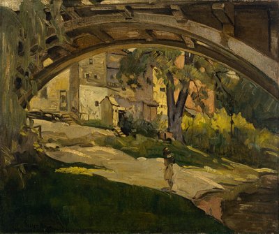 Dziewczyna pod łukowym mostem (olej na płótnie) autorstwa George Benjamin Luks