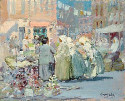 Spring Morning, Houston i Division Streets, Nowy Jork autorstwa George Benjamin Luks