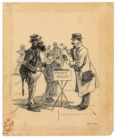 Sprzedawca uliczny, c.1895 (tusz na papierze) autorstwa George Benjamin Luks