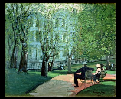 Letni dzień, Boston Public Garden, ok. 1923 (olej na płótnie) autorstwa George Benjamin Luks