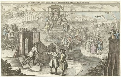 Obecny stan Europy, 1742 Obraz obecnego stanu Europy (tytuł na obiekcie) autorstwa George Bickham (II)