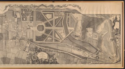 Badanie topograficzne parafii Kensington z planami i elewacjami Pałacu Królewskiego i Ogrodów, Hyde Parku i Knightsbridge autorstwa George Bickham