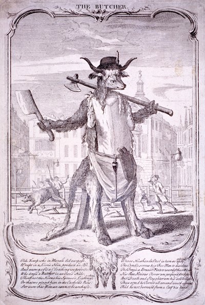 „Rzeźnik”, 1740 autorstwa George Bickham