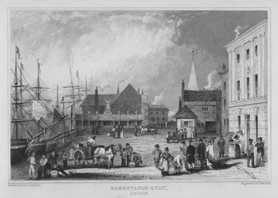 Barnstaple Quay, Devon (grawerowanie) autorstwa George Bryant Campion