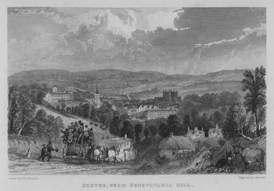 Exeter, z Pensylvania Hill (grafika) autorstwa George Bryant Campion