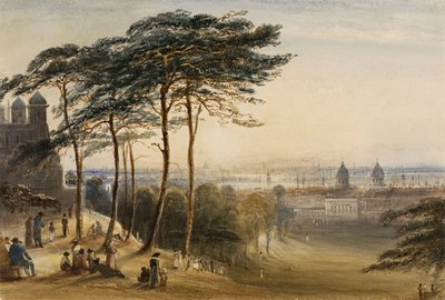 Greenwich ze Wzgórza Obserwacyjnego, ok. 1850 r. (akwarela) autorstwa George Bryant Campion