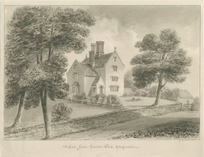 Sandon - Old Hall Farm: rysunek w sepii autorstwa George Buckler