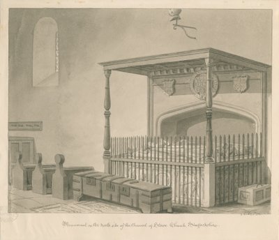 Stowe Church - Tablica grobowa: rysunek w sepii, 1841 autorstwa George Buckler