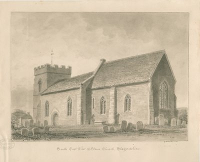 Stowe Church: rysunek w kolorze sepii autorstwa George Buckler