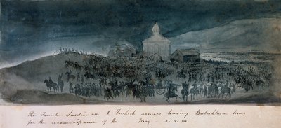Armie francuska, sardyńska i turecka opuszczają linie Bałakławy na rekonesans, 1854 ok. autorstwa George Cadogan