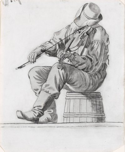 Skrzypek (opracowanie do The Jolly Flatboatmen) (recto) autorstwa George Caleb Bingham