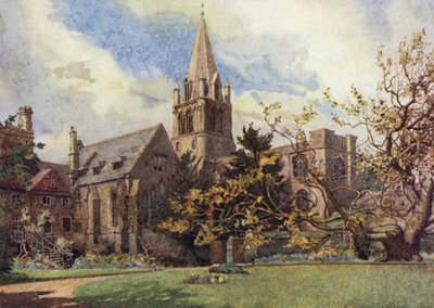 Oxford: Christ Church z jednego z ogrodów Canona (kolor lito) autorstwa George Carline