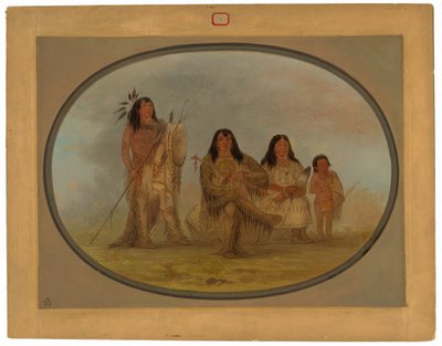 Wódz Czarnych Stóp, jego żona i medyk autorstwa George Catlin