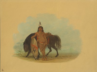 Czejeński wojownik odpoczywający na koniu, 18611869. autorstwa George Catlin