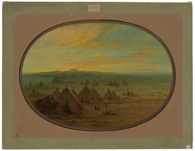 Wioska Kruków nad Łososiową Rzeką autorstwa George Catlin