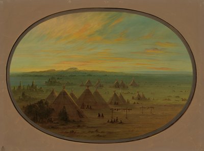 Wioska kruków nad rzeką Salmon, 18551869. autorstwa George Catlin