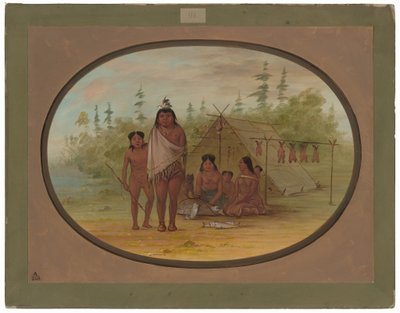 Płaskogłowy wódz ze swoją rodziną autorstwa George Catlin