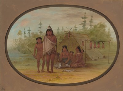 Płaskogłowy wódz ze swoją rodziną, 18551869. autorstwa George Catlin