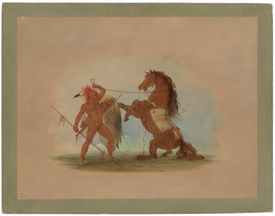 Wojownik Pawnee poświęcający swojego ulubionego konia autorstwa George Catlin