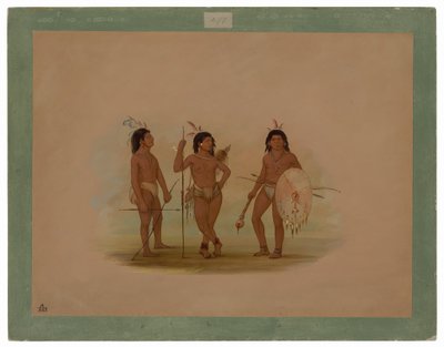Wódz Puelchee i dwóch młodych wojowników autorstwa George Catlin