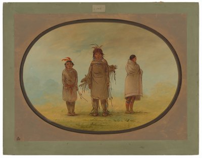 Kamienny wojownik, jego żona i chłopiec autorstwa George Catlin