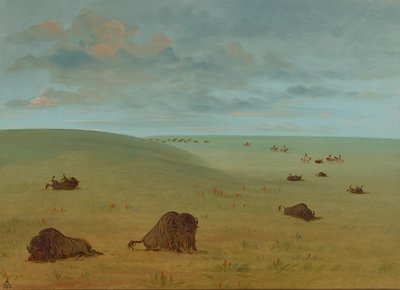 Po pogoni za bizonami - Siuks, 18611869. autorstwa George Catlin