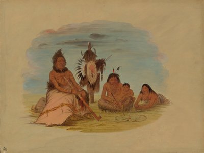 Starszy wódz Minatarree i jego rodzina, 18611869. autorstwa George Catlin