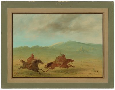 Indianin Osagów ścigający Camanchee autorstwa George Catlin