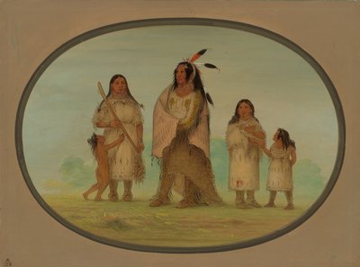 Assinneboine Wojownik i jego rodzina, 18611869. autorstwa George Catlin