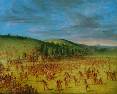 Gra w piłkę Choctaw - piłka w górę autorstwa George Catlin