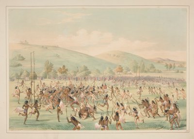 Gra z piłką, pl. 23 z portfolio Indian północnoamerykańskich autorstwa George Catlin
