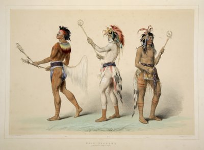 Piłkarze, z portfolio Indian Catlins North American Indian. Sceny myśliwskie i rozrywki Gór Skalistych i Prerii Ameryki, wyd. 1845 autorstwa George Catlin
