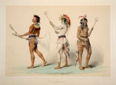 Piłkarze, wyd. 1845 kolorowa litografia. autorstwa George Catlin