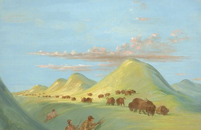 Batiste, Bogard i ja zbliżamy się do Buffalo na Missouri, 1837-1839. autorstwa George Catlin