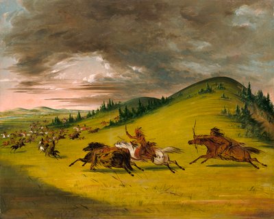 Bitwa między Siuksami a Sac i Fox autorstwa George Catlin