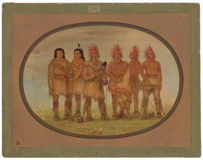 Black Hawk i pięciu innych więźniów Saukie autorstwa George Catlin
