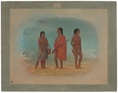 Wódz Botocudo, jego żona i młody mężczyzna autorstwa George Catlin