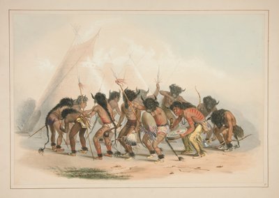 Taniec Bawołu, pl. 8 z portfolio Indian Ameryki Północnej autorstwa George Catlin