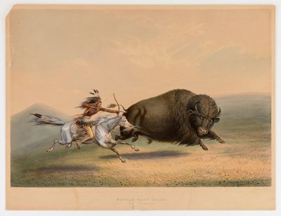 Polowanie na bizony, pościg nr. 5 autorstwa George Catlin