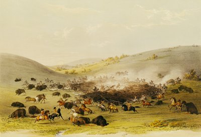 Polowanie na bawoły, dźwięk przestrzenny, ok. 1832 r autorstwa George Catlin