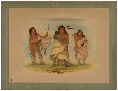 Wódz Komanczów, jego żona i wojownik, 1861 (olej na kartonie zamontowany na tekturze) autorstwa George Catlin