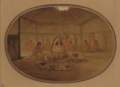 Catlin uczczony przez wodza mandanów, 18611869. autorstwa George Catlin