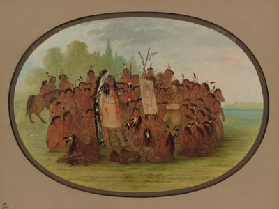 Catlin maluje portret Mah-to-toh-pa - Mandan, 18611869. autorstwa George Catlin